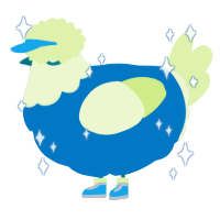 A sapphire and apple chicken with a head pattern