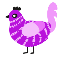 A amethyst and lavender chicken with a bar pattern