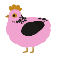 A pink and sable chicken with a neck-speckle pattern