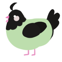 A gluppy and sable chicken with a head pattern