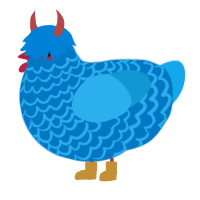 A sapphire and sky chicken with a lace pattern