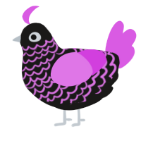 A sable and orchid chicken with a lace pattern