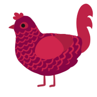 A maroon and crimson chicken with a lace pattern