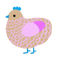 A beige and lavender chicken with a lace pattern