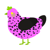 A lavender and sable chicken with a speckle pattern
