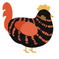 A black and vermilion chicken with a bar pattern