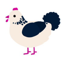A cream and tumblr chicken with a neck-speckle pattern
