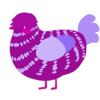 burnt rice, a plum and lilac chicken with a bar pattern