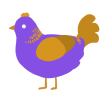 A blurple and ochre chicken with a neck-band pattern