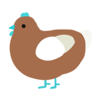 A brown and white chicken