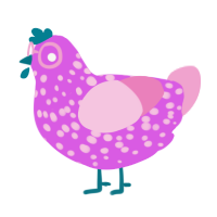 Dreamson, a orchid and pink chicken with a speckle pattern