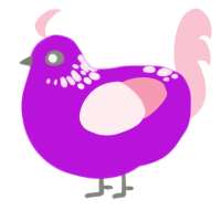 A amethyst and rose chicken with a neck-speckle pattern