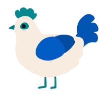 A cream and ultramarine chicken