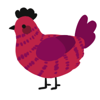 A crimson and wine chicken with a bar pattern