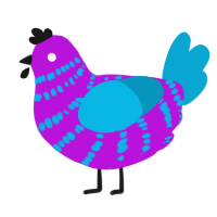 A amethyst and cerulean chicken with a bar pattern