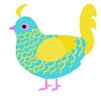 sunny water, a aqua and yellow chicken with a lace pattern
