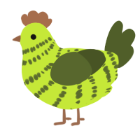 A lime and olive chicken with a bar pattern