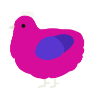 A fuchsia and indigo chicken