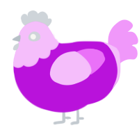 A amethyst and lavender chicken with a head pattern