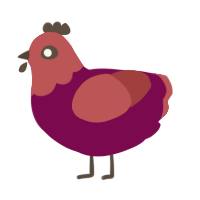 A wine and red chicken with a head pattern