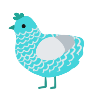 A aqua and mist chicken with a lace pattern