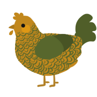 A ochre and olive chicken with a double-lace pattern