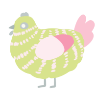 A lemon and rose chicken with a bar pattern