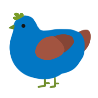 Bluebird, a sapphire and russet chicken