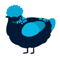 A tumblr and cerulean chicken with a neck-speckle pattern
