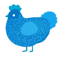 A sapphire and sky chicken with a double-lace pattern