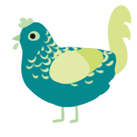 A teal and lemon chicken with a half-lace pattern