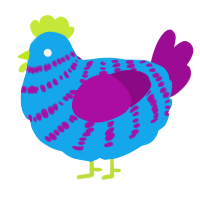 A sky and plum chicken with a bar pattern