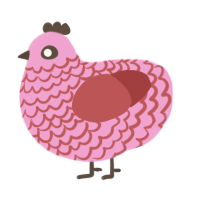 A pink and red chicken with a lace pattern