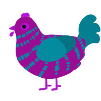 A plum and sea chicken with a bar pattern