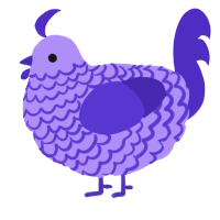 A lilac and indigo chicken with a lace pattern