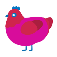 A fuchsia and crimson chicken with a head pattern