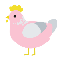 A rose and mist chicken with a neck-speckle pattern