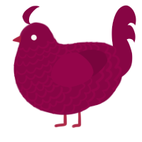 A maroon chicken with a lace pattern