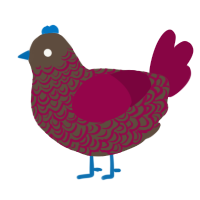 A bark and maroon chicken with a double-lace pattern