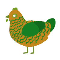 papaya, a ochre and leaf chicken with a lace pattern