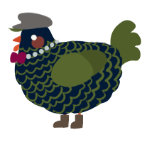 A tumblr and olive chicken with a lace pattern