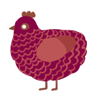 A maroon and red chicken with a lace pattern