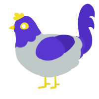 ARANDANO, a silver and indigo chicken with a head pattern