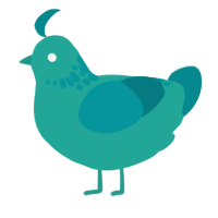 A turquoise and teal chicken with a neck-speckle pattern