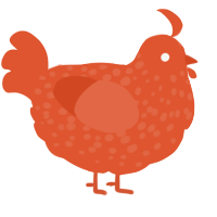 A vermilion chicken with a speckle pattern