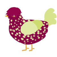 FRESA OSCURA, a maroon and lemon chicken with a speckle pattern