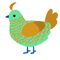 A spring and ochre chicken with a lace pattern
