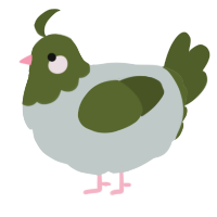 A silver and olive chicken with a head pattern