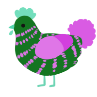 A leaf and orchid chicken with a bar pattern