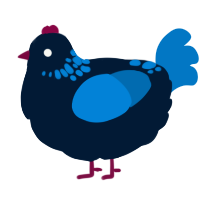 A tumblr and sapphire chicken with a neck-speckle pattern